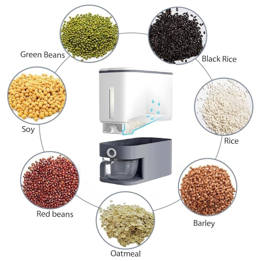 10 Kg Rice Dispenser, Large Sealed Grain Container Storage