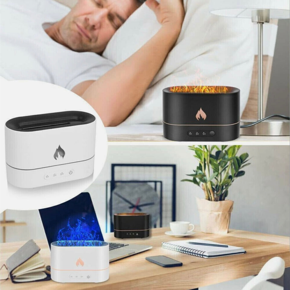 3D Flame Air Humidifier USB Essential Oil Diffuser Bedroom Mist Home Decor