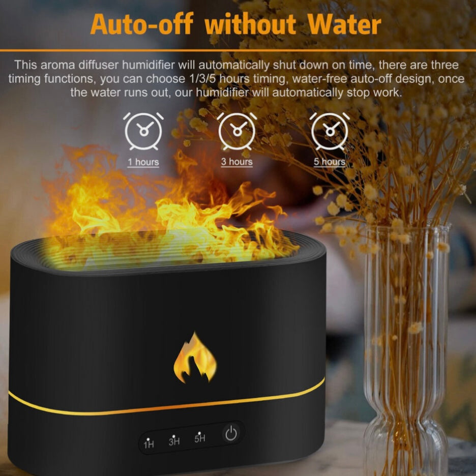 3D Flame Air Humidifier USB Essential Oil Diffuser Bedroom Mist Home Decor