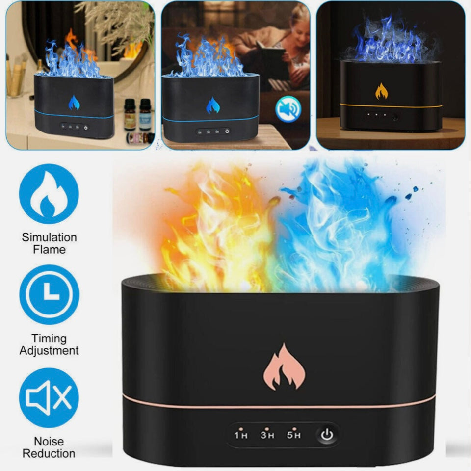 3D Flame Air Humidifier USB Essential Oil Diffuser Bedroom Mist Home Decor