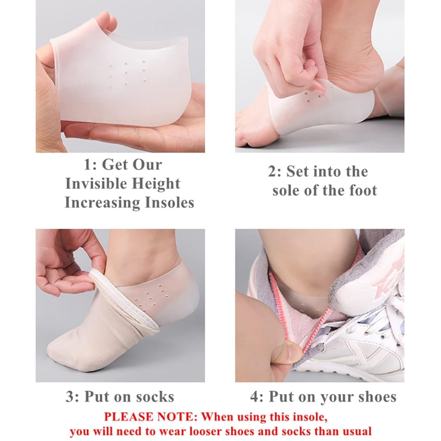Silicone height increase insoles