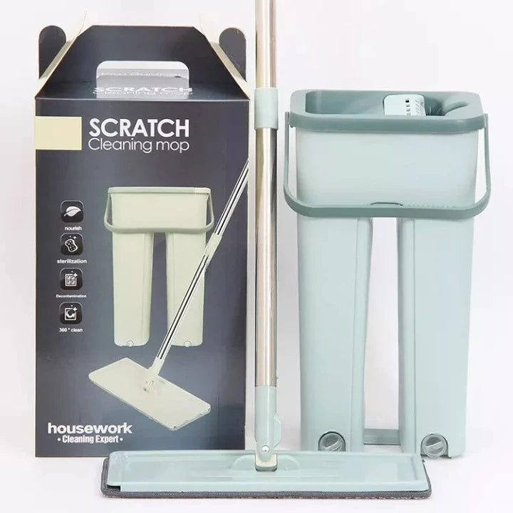 Scratch Cleaning Mop with 2 in 1 Self Clean Wash Dry Hands Free Flat Mop