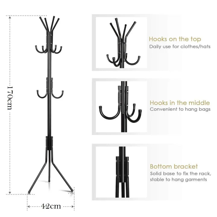 6 Hook Coat Hanger/Clothes Hanger Stand/ 6 Hook Hanging Pole Rack