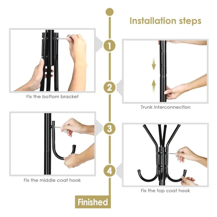 6 Hook Coat Hanger/Clothes Hanger Stand/ 6 Hook Hanging Pole Rack