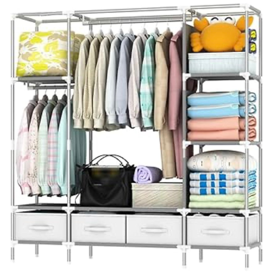 Wardrobe Storage Organizer Large Furniture Clothing Cabinet with 4 Drawers Size: 170x45x165cm