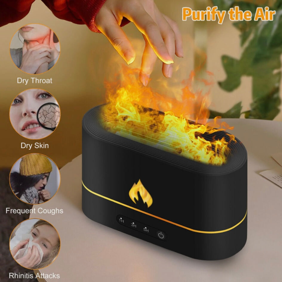 3D Flame Air Humidifier USB Essential Oil Diffuser Bedroom Mist Home Decor