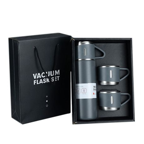 500ml Stainless Steel Vacuum Flask Gift Set with 3 Mugs