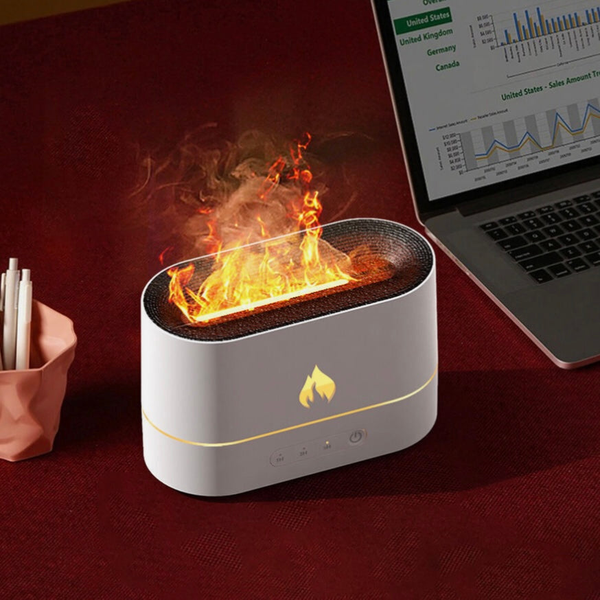 3D Flame Air Humidifier USB Essential Oil Diffuser Bedroom Mist Home Decor