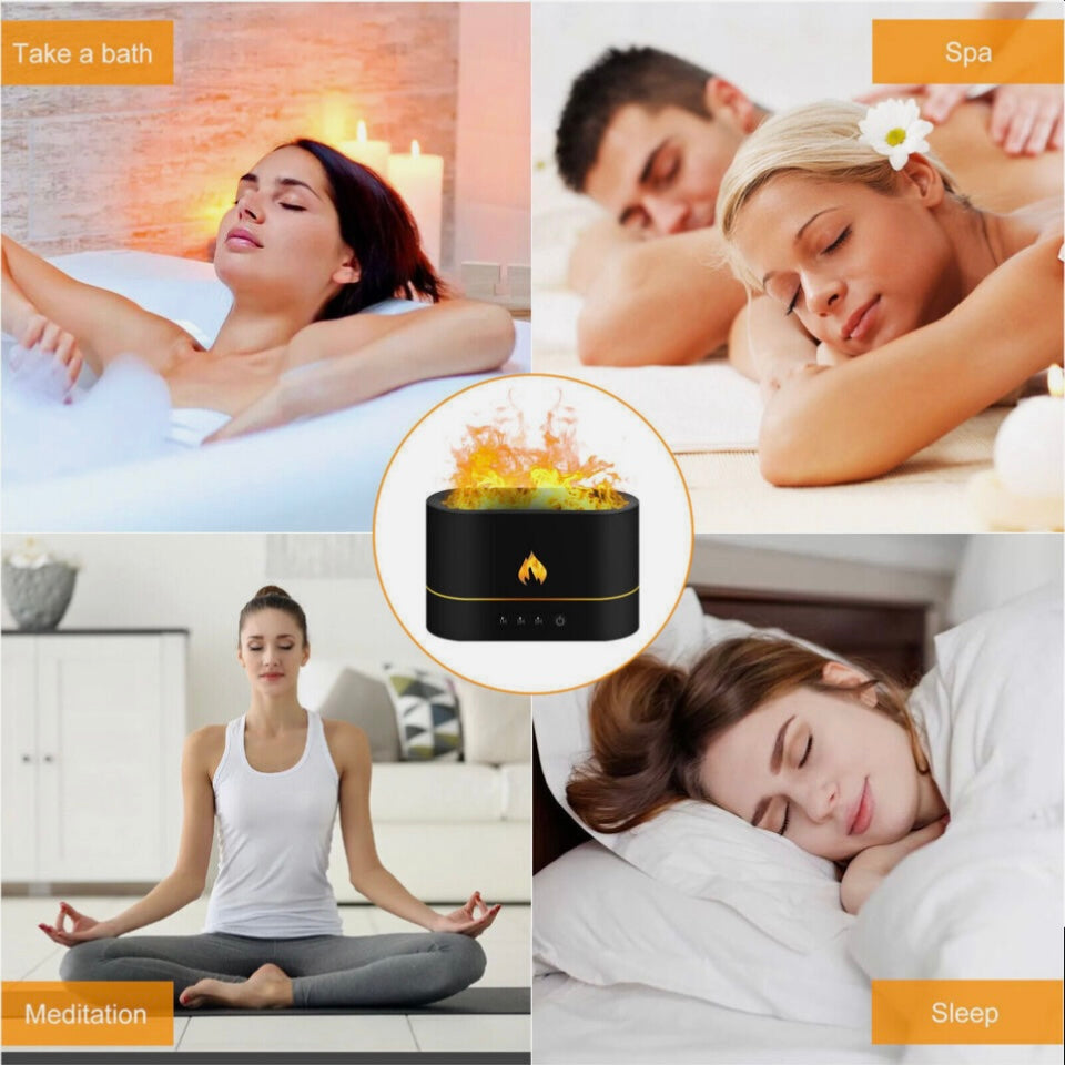 3D Flame Air Humidifier USB Essential Oil Diffuser Bedroom Mist Home Decor