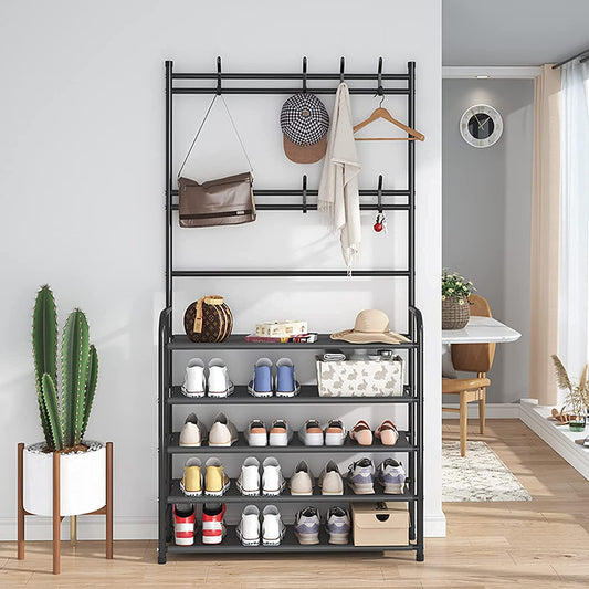 Multifunctional Shoe Rack Organizer, Coat, and Hat Rack