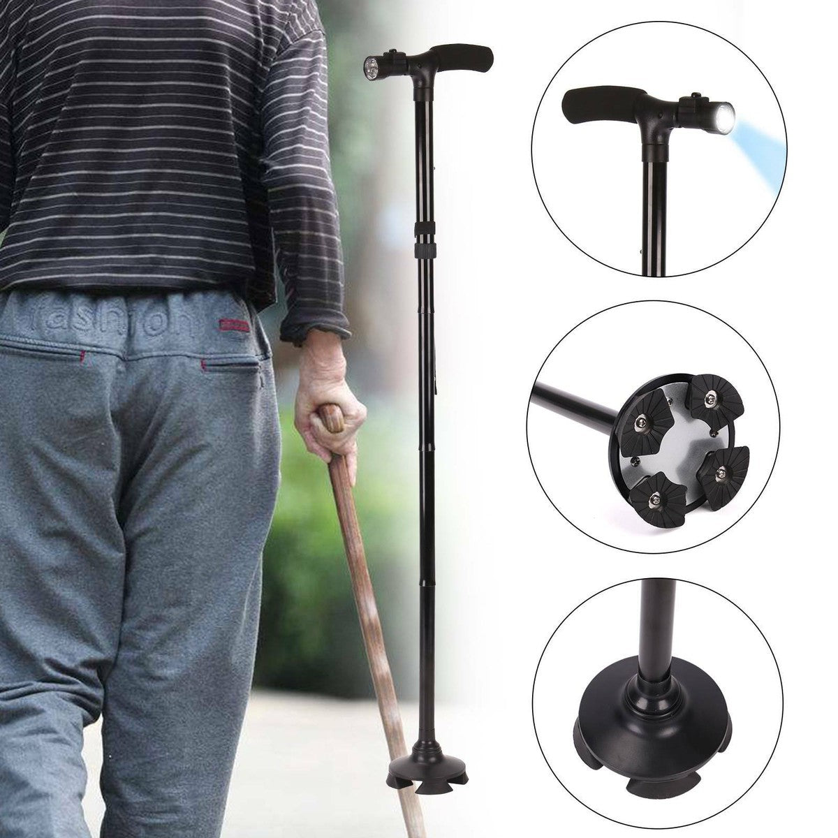 Folding Cane with Built-in LED Light