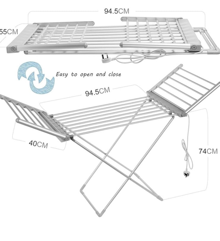 Premium Foldable Electric Heated Clothes Drying Rack 230W Fast Drying, Safe & Space-Saving (W1046 X D55 x H74)cm