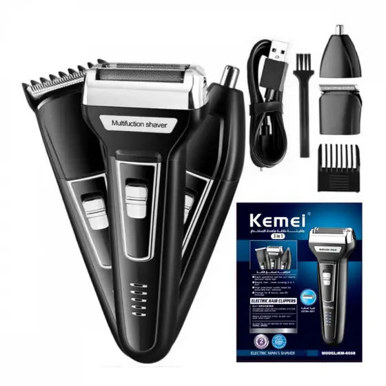 Kemei Multifunction 3 in one Rechargeable Shaver Hair Clipper Nose Trimmer - New