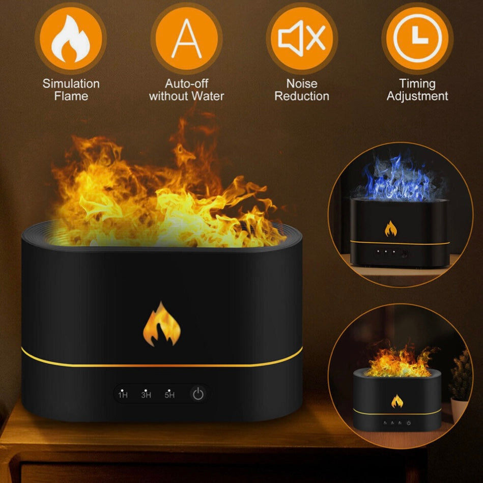 3D Flame Air Humidifier USB Essential Oil Diffuser Bedroom Mist Home Decor
