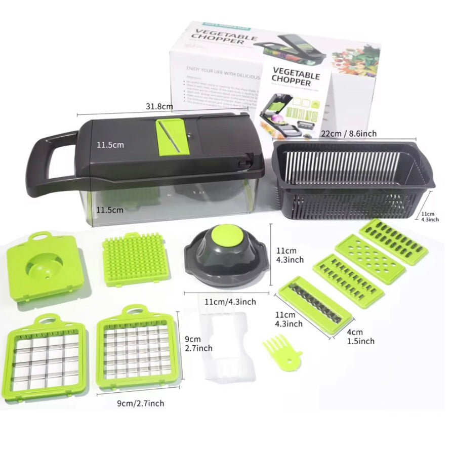 12-in-1 Mandolin Chopper Slicer Cutter and Grater for Fruits and Vegetables - Multifunctional Kitchen Tool