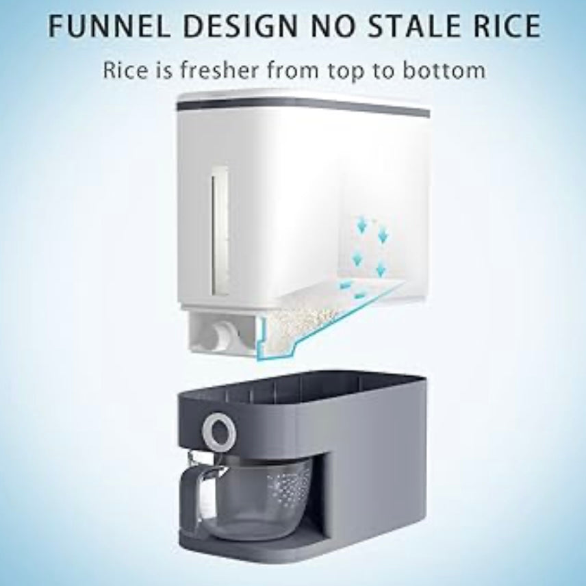 10 Kg Rice Dispenser, Large Sealed Grain Container Storage