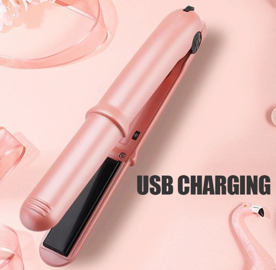 USB Portable Titanium Mini Travel Wireless Hair Straightener & Curler