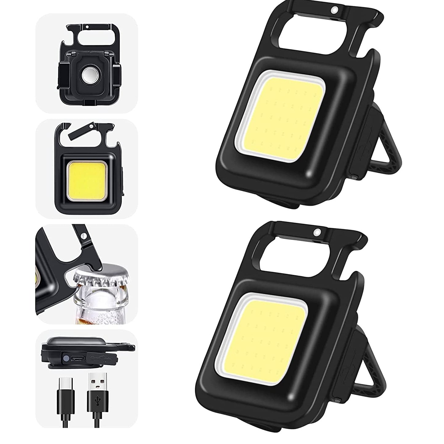 COB Rechargeable Keychain Light - Black