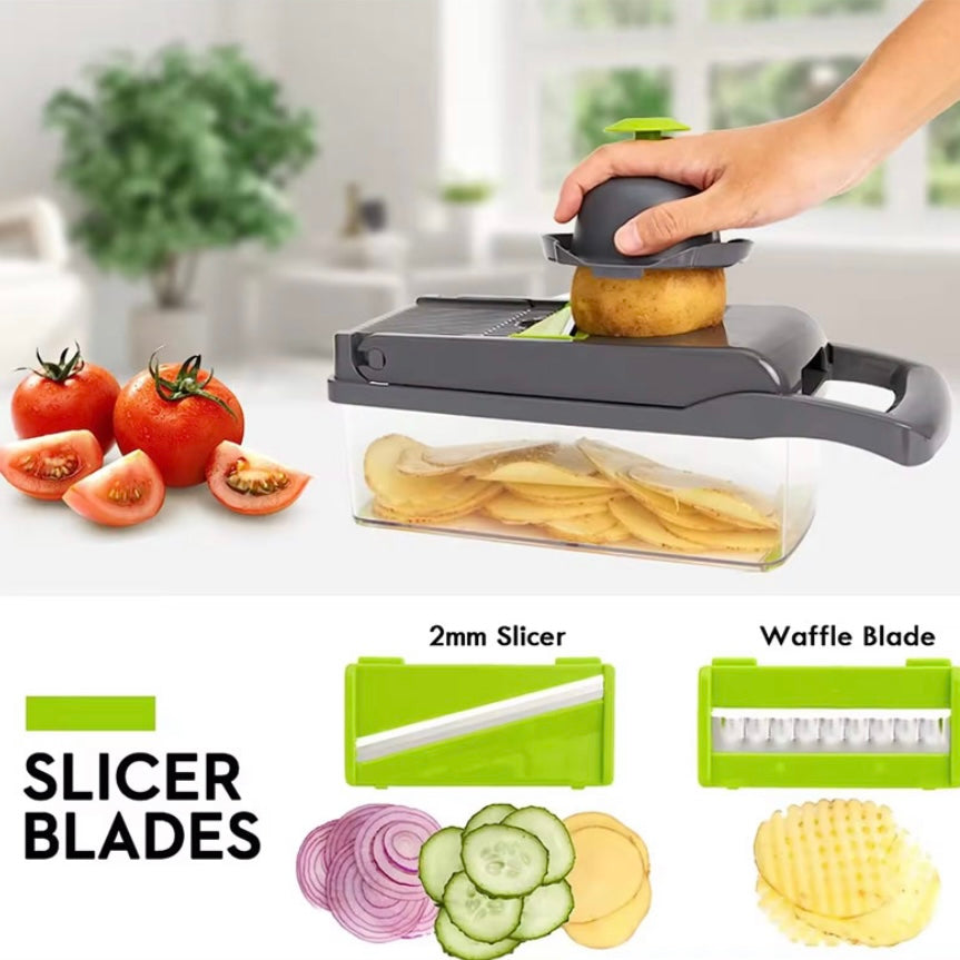 12-in-1 Mandolin Chopper Slicer Cutter and Grater for Fruits and Vegetables - Multifunctional Kitchen Tool