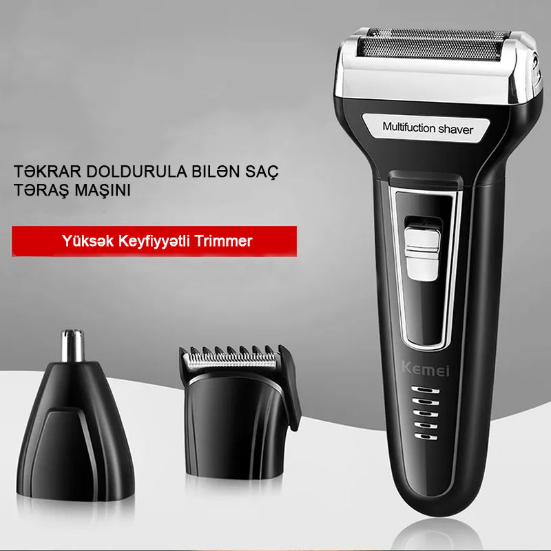 Kemei Multifunction 3 in one Rechargeable Shaver Hair Clipper Nose Trimmer - New