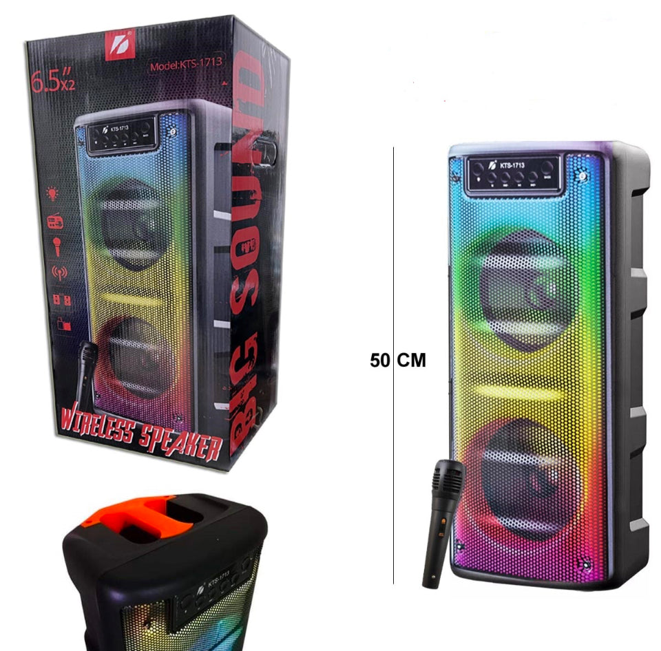 Dual 6.5" LED Disco Party Speaker KTS -1713 Wireless Bluetooth Speaker