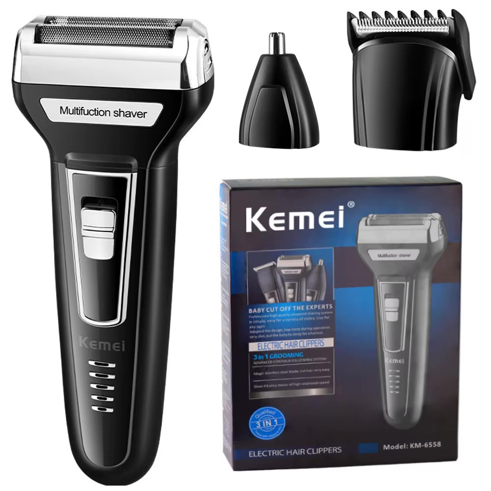 Kemei Multifunction 3 in one Rechargeable Shaver Hair Clipper Nose Trimmer - New