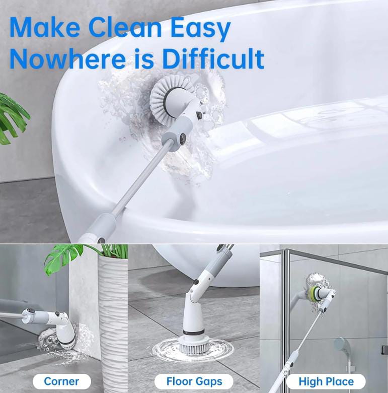 Robust scrub 
Telescopic handle spinning head