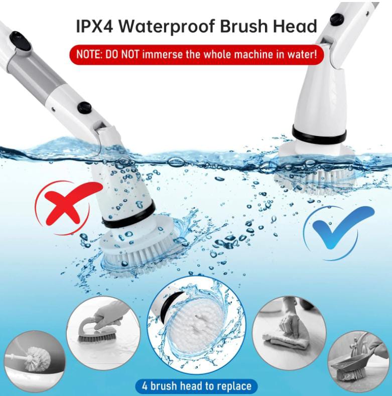 Robust scrub 
Telescopic handle spinning head