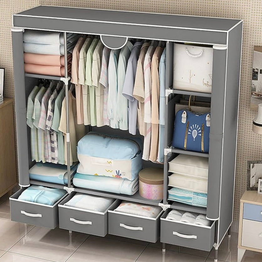 Wardrobe Storage Organizer Large Furniture Clothing Cabinet with 4 Drawers Size: 170x45x165cm