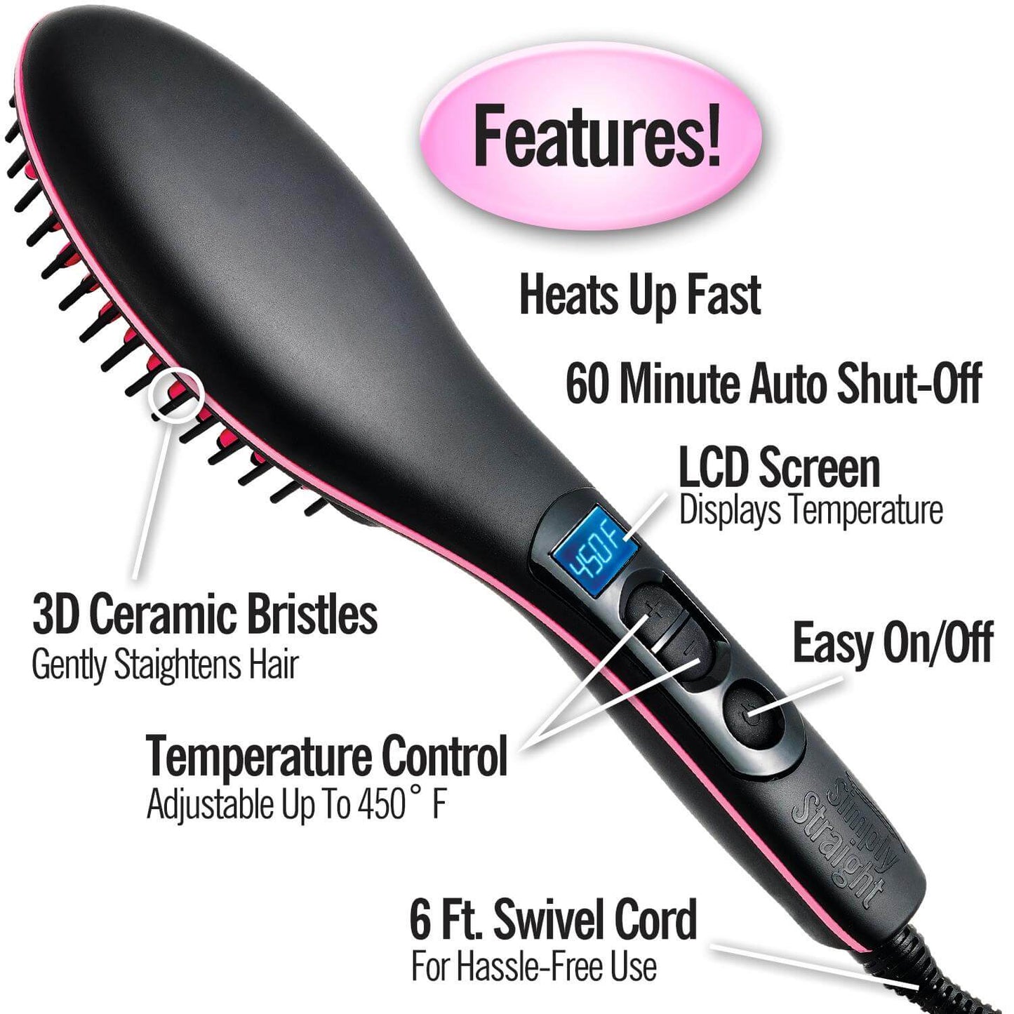 Ceramic Simply Straight Hair Straightener Brush