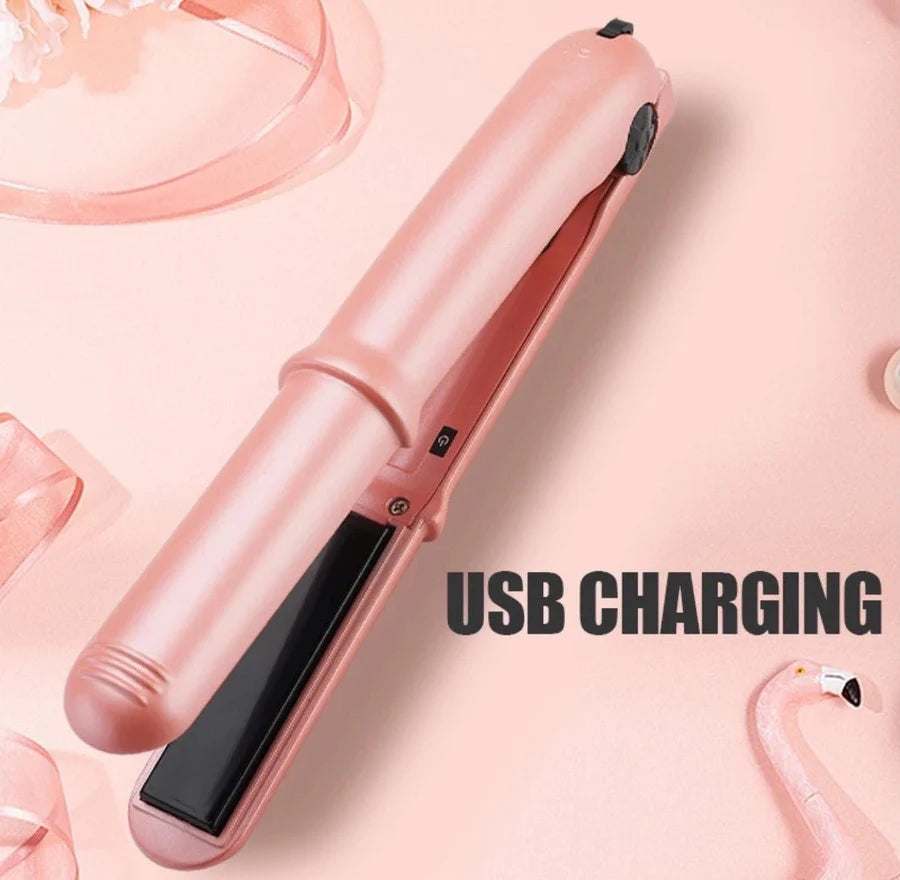 USB Portable Titanium Mini Travel Wireless Hair Straightener & Curler