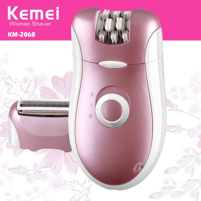 Kemei, 2 In 1 Electric Rechargeable Female Epilator Beard Razor Body Epilator Km-2068