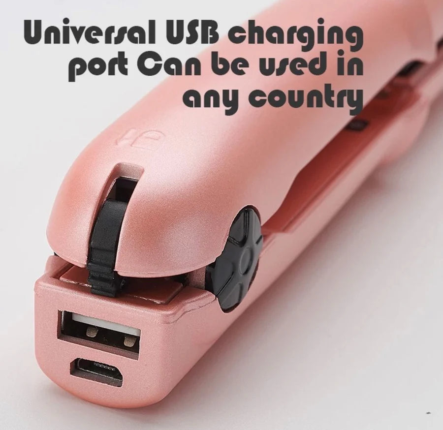 USB Portable Titanium Mini Travel Wireless Hair Straightener & Curler