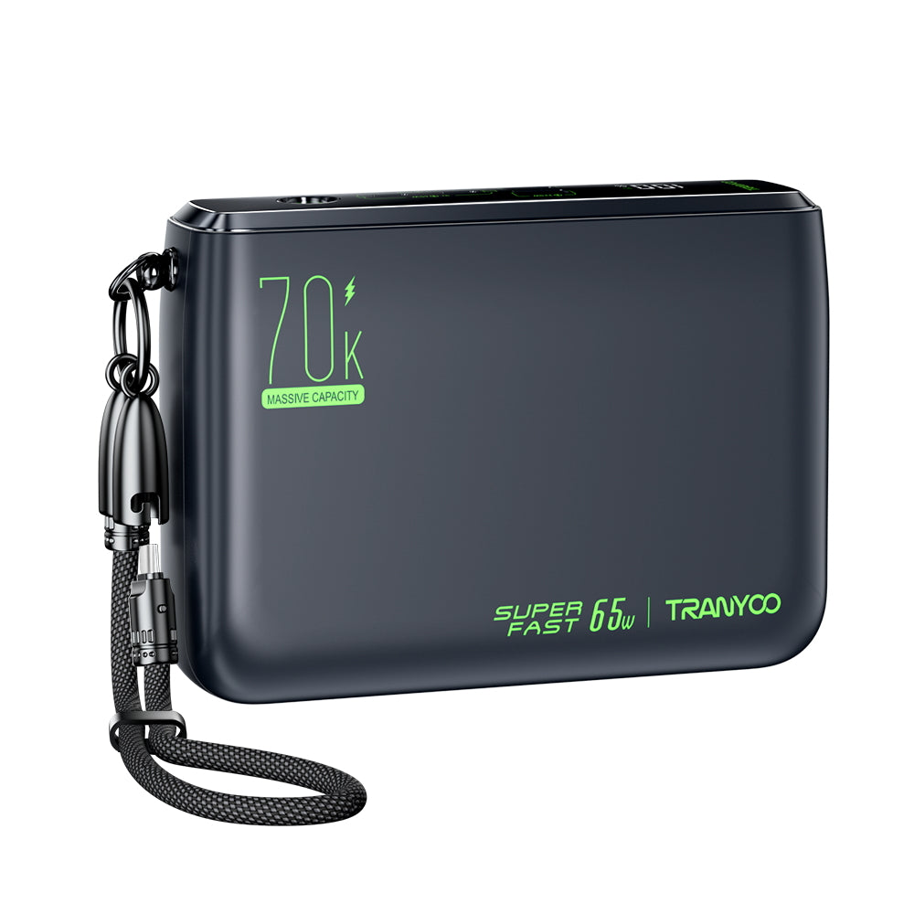 Tranyoo L7 70000mAh
65W Powerbank
Original Super Fast
Charging A Laptop Portable data cable
65W