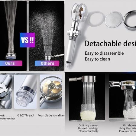 Turbocharged Shower Head Booster Hand-Held Shower With Filter