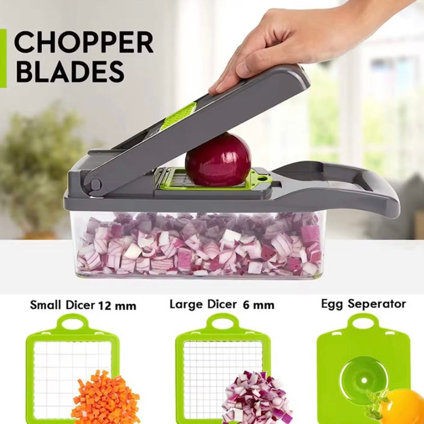 12-in-1 Mandolin Chopper Slicer Cutter and Grater for Fruits and Vegetables - Multifunctional Kitchen Tool