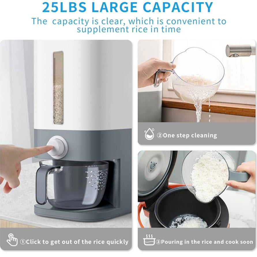 10 Kg Rice Dispenser, Large Sealed Grain Container Storage