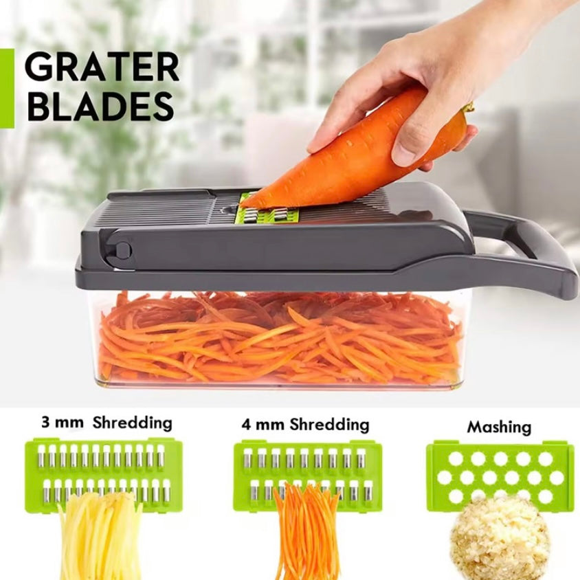 12-in-1 Mandolin Chopper Slicer Cutter and Grater for Fruits and Vegetables - Multifunctional Kitchen Tool