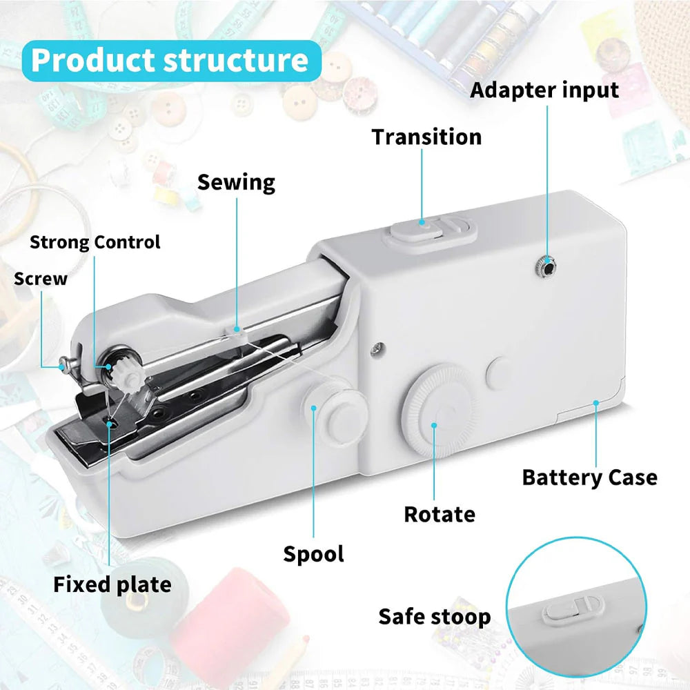 Mini Handheld Sewing Machine Portable Electric Hand Sewing Machine Quick Repairing Suitable For Home Travel Clothes Cloth Curtain / CS-101B