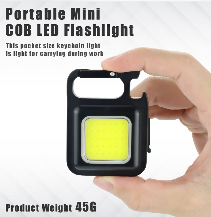 COB Rechargeable Keychain Light - Black