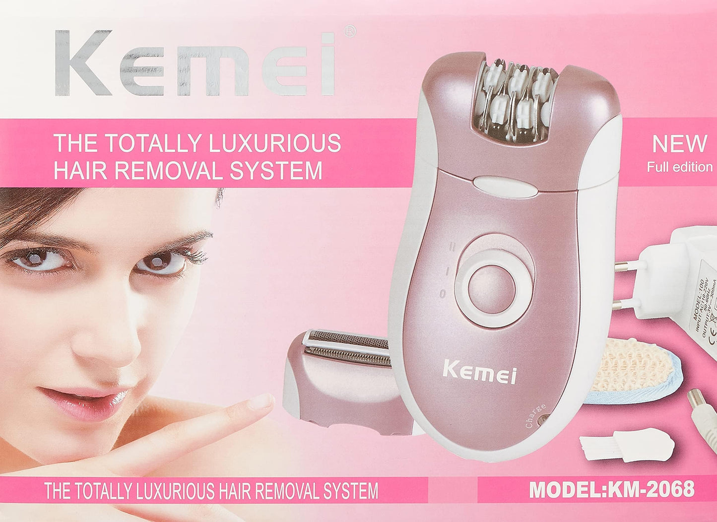 Kemei, 2 In 1 Electric Rechargeable Female Epilator Beard Razor Body Epilator Km-2068