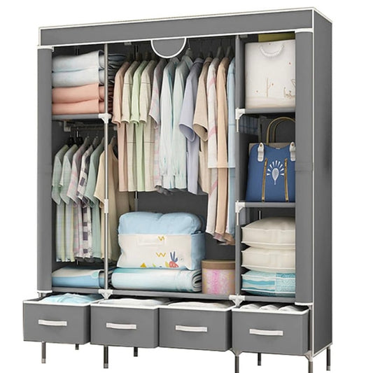 Wardrobe Storage Organizer Large Furniture Clothing Cabinet with 4 Drawers Size: 170x45x165cm