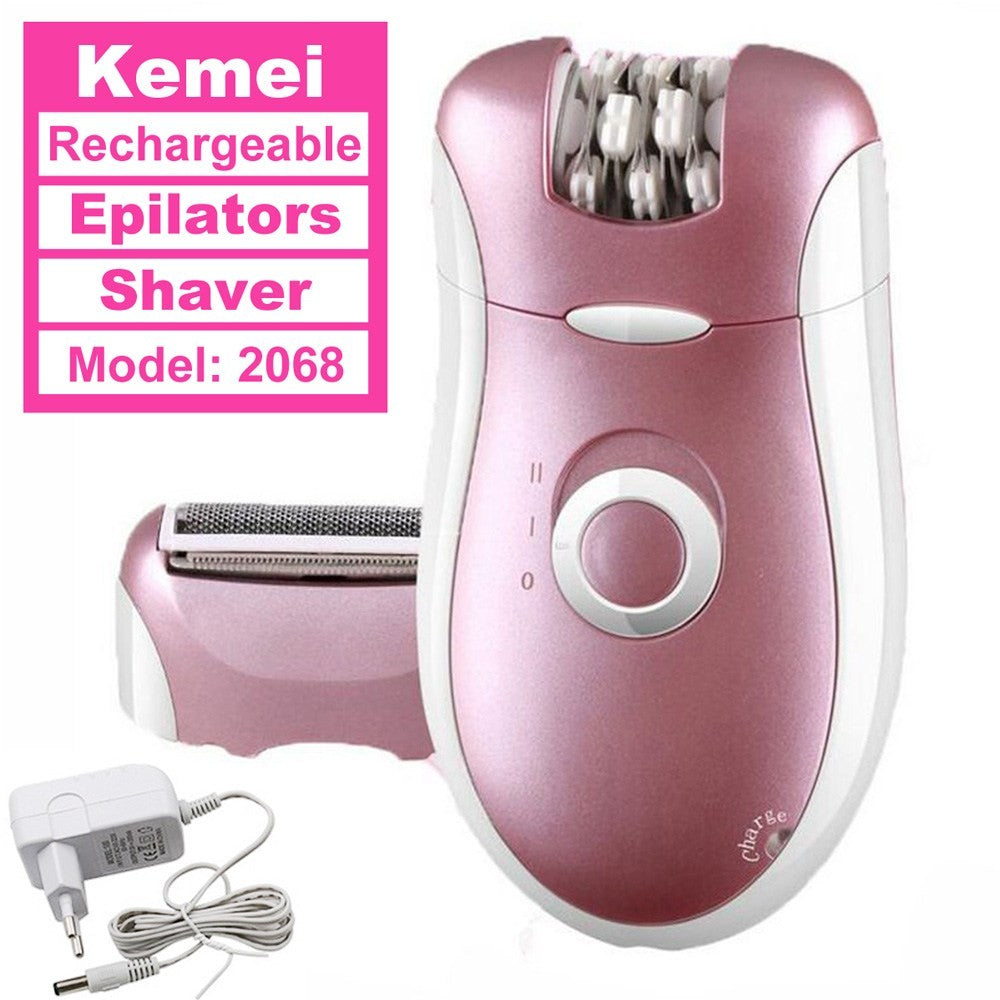 Kemei, 2 In 1 Electric Rechargeable Female Epilator Beard Razor Body Epilator Km-2068